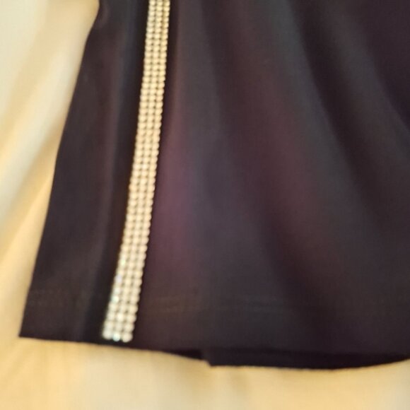 Love Scarlett women's Black Relaxed Cut Out Front Rhinestoned Sleeved Blouse - Picture 6 of 8